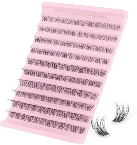 Sixstarhair Faux Cils Individuel Bande Transparente Extension de Cils Professionnel Naturel Cluster Lashes 8-16mm Faux Cils Bouquet Volume Russe DIY à la Maison Cils Individuels
