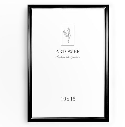 Artower® Bilderrahmen Schwarz Metall Dünner Rahmen für 10 x 15 cm | Posterrahmen Groß Collage | Picture Frame Metal 10x15 cm | Aluminium Schmal Bilderrahmen | Black Poster Rahmen