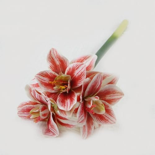 TVIVID Künstliche Amaryllis-Blumen, fühlen sich echt an, künstliche Blumen, Heimtisch, Hochzeit, Dekoration, Polyurethan, Hochzeitsdekoration