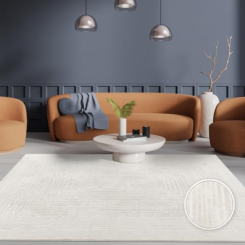 Paco Home Teppich Wohnzimmer Schlafzimmer Kurzflor Skandinavisch Boho Geometrisch Abstrakte Muster weich 3D Effekt Modern Elegant Creme, Grösse:80x150 cm