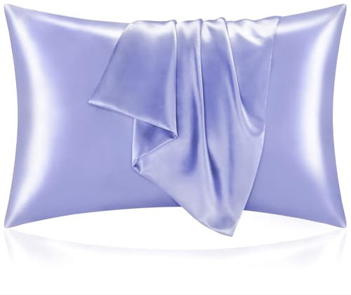 BEDELITE Satin Pillowcase for Hair and Skin, Super Soft and Cooling Similar to Silk Pillow Cases 2 Pack with Envelope Closure, Gift for Women Men(20x26 Standard Size, Lilac)