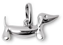 SINGULARU - Dackel Enamel Schwarz Charm. Messing mit Rhodium-Beschichtung und Emaille. Schmuck für Damen.