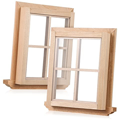 Abaodam Miniature Model for Doll House 1:12 Scale Wooden Craft Realistic Window Frames Doll House Decorations Boys and Girls's Toy House Accessories