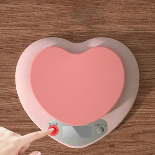 Balance électronique de cuisine, précision 5 kg, balance LCD en forme de cœur rose, balance de cuisson pour nouveaux aliments et café