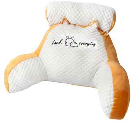 70×50×25cm Extra Large 2 In 1 Reading Pillow with Neck Arm Back Support, Cuddle Cushion Backrest Rest Pillow for Bed Sitting Reading Sofa Bedside Gaming Relaxing Watching TV (Orange, X Large)