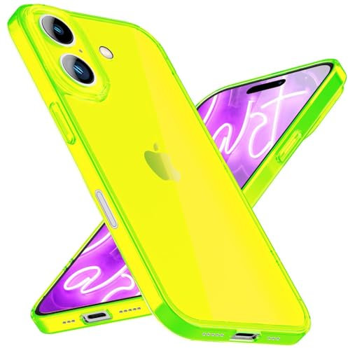 NALIA Vibe passend für Apple iPhone 16 Hülle (Knallige Farben), Neon TPU Cover in Halb-Transparentem Look, Flexibles Soft Case mit Anti-Gelb Effekt, Stoßfest & Schlank, Bunte Handyhülle, Farbe:Gelb