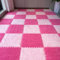 12Pcs/24Pcs 12x12x0.4inch EVA Plush Floor Tiles Mat, Thickened Warm Interlocking Puzzle Area Rug, Crawling Mat Carpet for Home Office Nursery Gym Yoga (24Pcs,Pink and Rose)