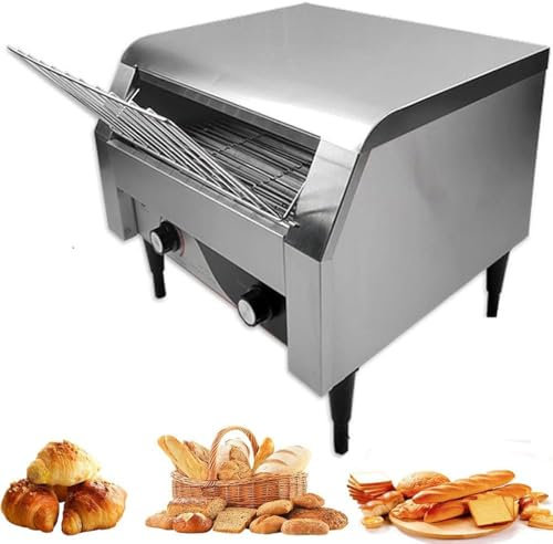 Tostadora transportadora comercial, horno tostador eléctrico de acero inoxidable para restaurante, tostadoras transportadoras industriales de servicio, para bollos de hamburguesas de bagel (300 reba