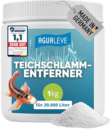 AGUALEVE® Teichschlammentferner 1kg *NEU* | extrem effektiv gegen Teichschlamm Dank innovativer Sauerstoff-2.0-Formel | für Fisch-, Garten- & Schwimmteiche | Made in Germany | für 20.000l Teichwasser