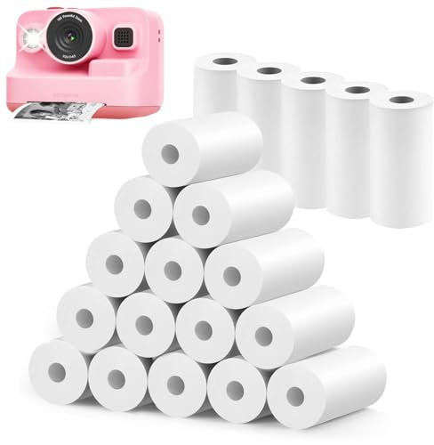 Thermopapier Kinderkamera, 20 Rollen Druckpapier für Kinder Sofortbildkameras, Thermodrucker Papier Weiß, Sofortdruck ohne Tinte, Einfach zu Wechseln, Ideal für Mobiler Mini Fotodrucker