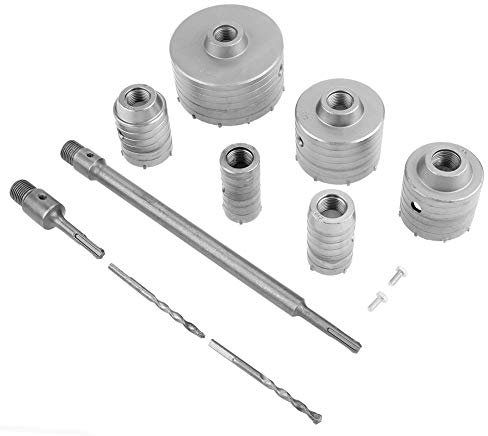 Juego Brocas N¨²cleo TCT SDS Plus con V¨¢stago Extensi¨®n para Bloques Hormig¨®n Tuber¨ªas Agua Aire Acondicionado