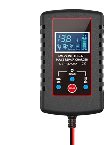 Kustimantu Hochleistungs -Akku -Ladegerät, Automobilbatterieladegerät - 12V 6V Automatisches Batterieladegerät - Ladegerät mit LCD -Display, Zykluszubehör, Auto Desulfator für LKW, Wohnmobile
