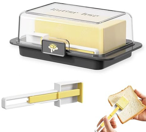 LINTRA Butterdose Tupper, Quadratische Butterdose Klein, Butterschale mit Deckel und Verschluss, Butterbehälter in Schwarz, für die Aufbewahrung von Butter und Käseblöcken im Kühlbereich