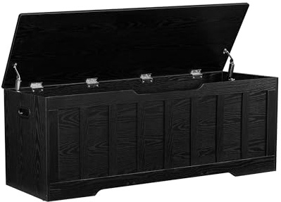 VANKILEY 51.2 Storage Chest Extra Large,Wooden Storage Bench,Black