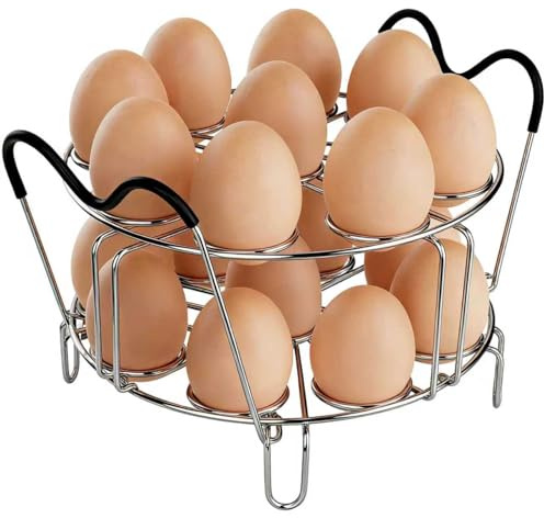 Stackable Egg Steamer Rack for Instant Pot 6Qt & 8Qt, 18 Egg Holder | Durable 304 Stainless Steel Construction, Heat-Resistant Handle, Steaming & Cooling Rack
