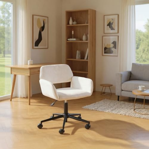 FurnitureR Beige Regiestuhl, Modernes Design, Chenille-Polsterung, Anpassbare Höhe, Beweglicher Drehstuhl, Ideal für Wohnzimmer und Büro