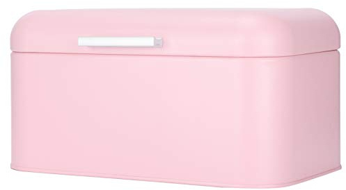 NOENNULL Retro Pink Bread Box, Sealed Metal Bread Bin with Clear Window, Non Household Kitchen Storage Container for Countertop, Keep Bread Fresh, Vintage Style Organizer