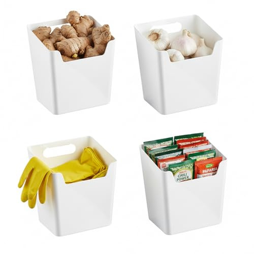 Punorric 4-Piece Cupboard Door Storage - Kitchen Cupboard Organiser, Self-Adhesive Organizer Basket, Space-Saving Kitchen Accessories for Dorm, Pantry, Bathroom, Bedroom