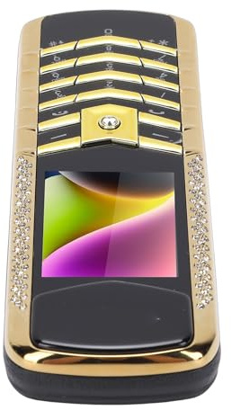Plyisty 2G-Seniorenhandy, Dual-SIM-, 1,77-Zoll-HD-Farbbildschirm, Entsperrtes Mobiltelefon, mit Lautsprecher, Großen Tasten, Kamera, FM-Kalenderrechner (Gold)