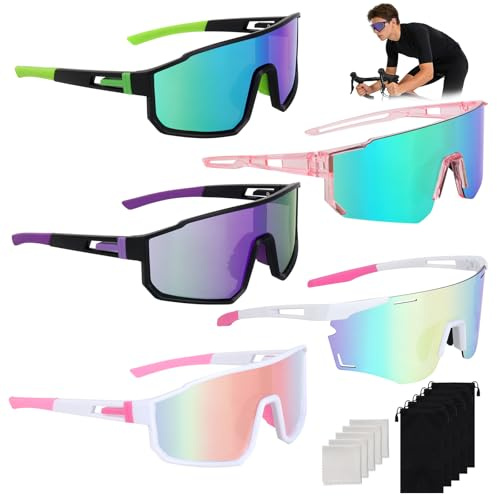 LYPPUL Schnelle Brille, Sport Sonnenbrille Herren Damen, Sonnenbrille Fahrradbrille, Polarisiert Fahrradbrille, Winddicht UV400 Laufbrille für MTB Rennrad Radfahren Biking Ski Rave