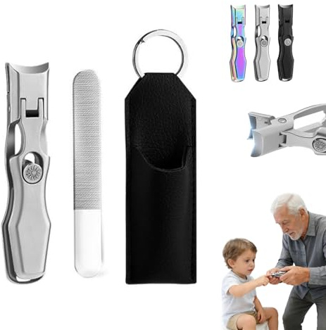 Luxgrip German Nail Clippers, Toe Nail Clippers for Thick Nails, Heavy Duty Nail Cutter Clipper with Wide Jaw Opening, Ultra Sharp Stainless Steel, Nail Clippers for Seniors Thick Nails (Silver)