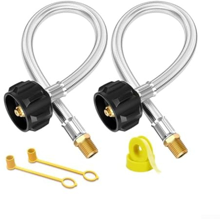 RV Propanschlauch mit Edelstahl Typ 1 bis 1/4 Zoll NPT Gas-Pigtail für Wohnmobil Anhänger Grill Outdoor Kochen 2 Stück