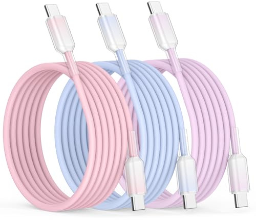 USBC to USBC Cable 3PACK 6FT/1.8M 60W Long iPhone Charger Fast Charge | Type C Charger Cable Fast Charging Compatible for iPhone 17/16/15, iPad Pro, Samsung Galaxy, MacBook Pro,and More