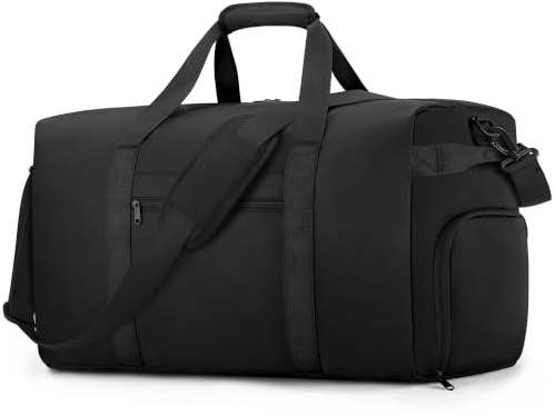 ETRONIK Große Reisetasche, 50L wasserdichte Reisetasche mit Schuhfach | leichte Handgepäck- Reisetasche, Übernachtungs-und Wochenend-Sporttasche für Damen und Herren, Schwarz