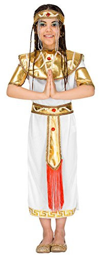 tectake dressforfun Mädchenkostüm orientalische Prinzessin | Langes Kleid mit tollem Bindegürtel | inkl. Goldener Armbänder + Haarband (5-7 Jahre | Nr. 300314)