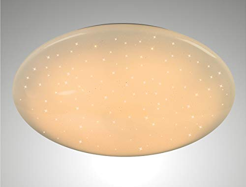 Trango 3180 Modern LED Deckenleuchte *ROSIE* Acryl Lampenschirm mit Kristalleffekt, Deckenlampe, Badlampe, Wandleuchte Sternenhimmel-Optik 12 Watt Modul 3000K warmweiß WC Lampe mit 290mm Durchmesser