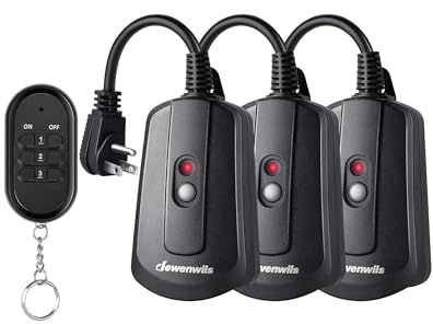 DEWENWILS Outdoor Indoor Wireless Remote Control Outlet Kit, Waterproof Electrical Plug In Remote Light Switch, Separately Controlled 3 Pack Receivers, 100 Feet RF Signal, UL Listed, Black