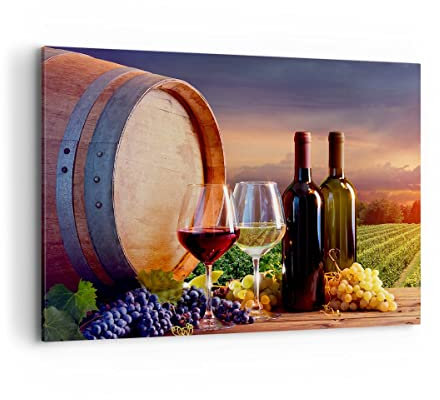 ARTTOR Bilder auf Leinwand 100x70cm Leinwandbild Wein Weinberg Sommer Groß Wanddeko Bild Schlafzimmer Küche Deko Wandbilder Dekoration Wohnzimmer Wall Decor Canvas Wand Kunstdruck Art AA100x70-4125