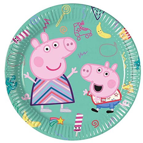 8 Piatti Piccoli in Cartone Peppa Pig 20 cm - Multicolore - Taglia Unica