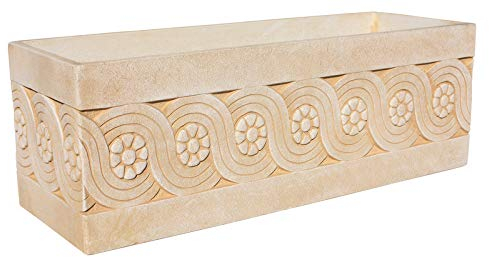 AnaParra Jardinera Rectangular Moderna en hormigón aligerado para Exterior Cenefa 80X29X38cm. Natural Ocre