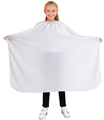 Kinder Friseurumhang für Friseursalon Professionelle Salon-schürze Schönheitssalon und Heimgebrauch, Weiß [111]