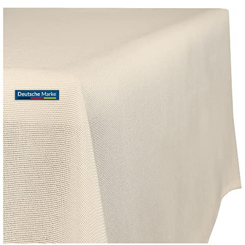 TEXMAXX® Tischdecke abwaschbar eckig - 140 x 320 cm in Sand/Maßgefertigte Tischdecke Leinenoptik/Tischdecke wasserabweisend mit Lotuseffekt/Gartentischdecke mit Fleckschutz