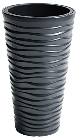 URBNLIVING New Large Side Tall Sand Effect Flower Plant Pot Indoor Outdoor Garden Patio Planters (Dark Grey, 2)