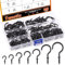 Tanstic 205Pcs Cup Hooks Kit Screw-in Cup Hooks Kit 7 Sizes Cup Screw Hooks Metal Ceiling Hooks for Hanging(1/2'', 5/8'', 3/4'', 7/8'', 1'', 1-1/4'', 1-1/2'')(Black)