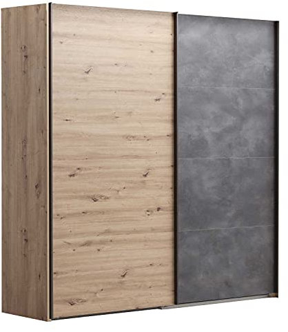 Möbel Jack Schwebetürenschrank Kleiderschrank Schlafzimmerschrank Schiebetürenschrank | 2-türig | Dekor | Eiche Artisan | Tadao | BxHxT: 250 x 223 x 60 cm
