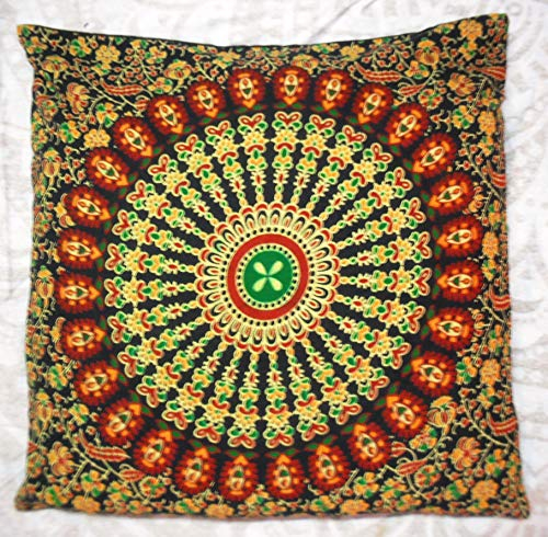 Mehrfarbig, Quadratischer Kissenbezug, indisches Pouf, Mandala-Design, Kissenbezug, Pom Pom Outdoor, Boho-Kissenbezüge, Bettwäsche, Wohnzimmer, dekorative Wurf-Kissenbezüge (50)