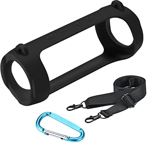 Seracle Silikonhülle Tragetasche Case Schlinge Tasche für JBL Flip 6 Bluetooth Box Portabler Lautsprecher (Black)