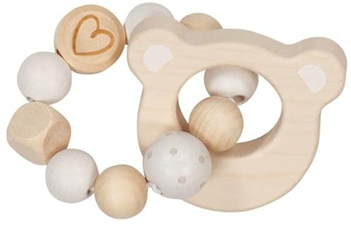 goki 65214 - Greifling Elastik Bärenkopf - trainiert den Greifreflex -handgefertigt, Made in Germany
