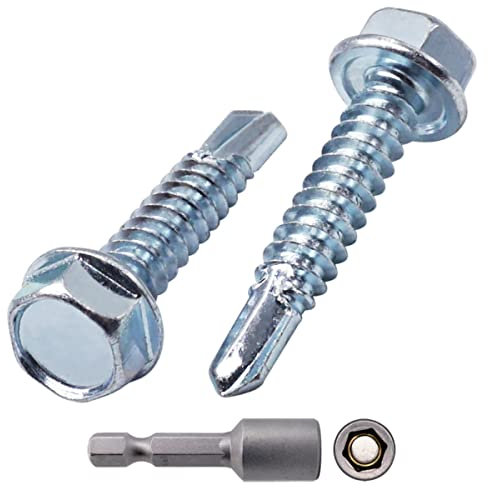 SKIR'CO Lot de 250 vis DIN 7504 K en acier zingué 6,3 x 32 mm, vis à tôle auto-perceuse, tête hexagonale