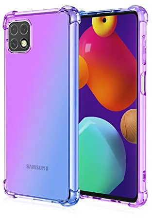 HONLEN Coque pour Samsung Galaxy A22 5G Étui, (6.6 inches) Transparente Dégradée TPU Silicone Quatre Coins Renfort d'angle Case