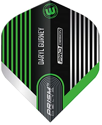 WINMAU Prism Delta Daryl Gurney Schwarz und Grün Dart-Flüge - 1 Satz pro Packung (insgesamt 3 Flüge)