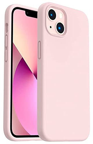 EKAM Shockproof Liquid Silicone Case Compatible with iPhone 13 6.1 inch, Microfiber Lining 3 Layer Hybrid Drop Protection Anti-Shock Cover Gel Rubber Case for iPhone 13 (Sand Pink)