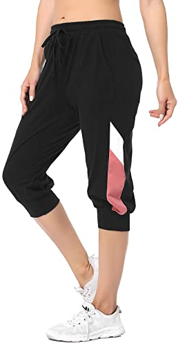 Marvmys Caprihose Damen Jogginghose 3/4 High Waist Sporthose Trainingsanzug Sporthose Frauen 100% Baumwolle Damen Freizeithosen