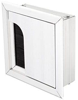 METALLIXITY Cable Cord Grommet (69x69mm/2.7x2.7) 1Pcs, Aluminum Alloy Rectangle Cable Hole Cover with Brush - for Home Computer Desk Table, Gray