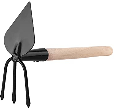 Garronda Doppia Zappa da Giardino a Forma di Cuore con Tridente Piccola Zappa con Rastrello GD-0007 (Zappetta per erbacce: nera, a forma di cuore)