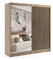 ALTDECOR Kleiderschrank mit Spiegel und Schiebetüren, kugelgelagerte Führungsschienen und Aluminium-Leisten - VILAN - 200 cm Sonoma Eiche + Lamelle Eiche Wotan + Spiegel